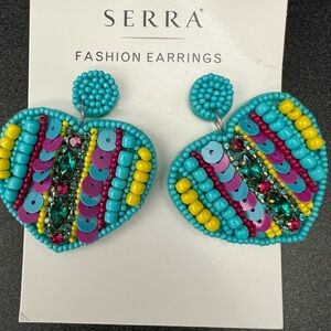 Serra Vibrant Beaded Heart Earrings